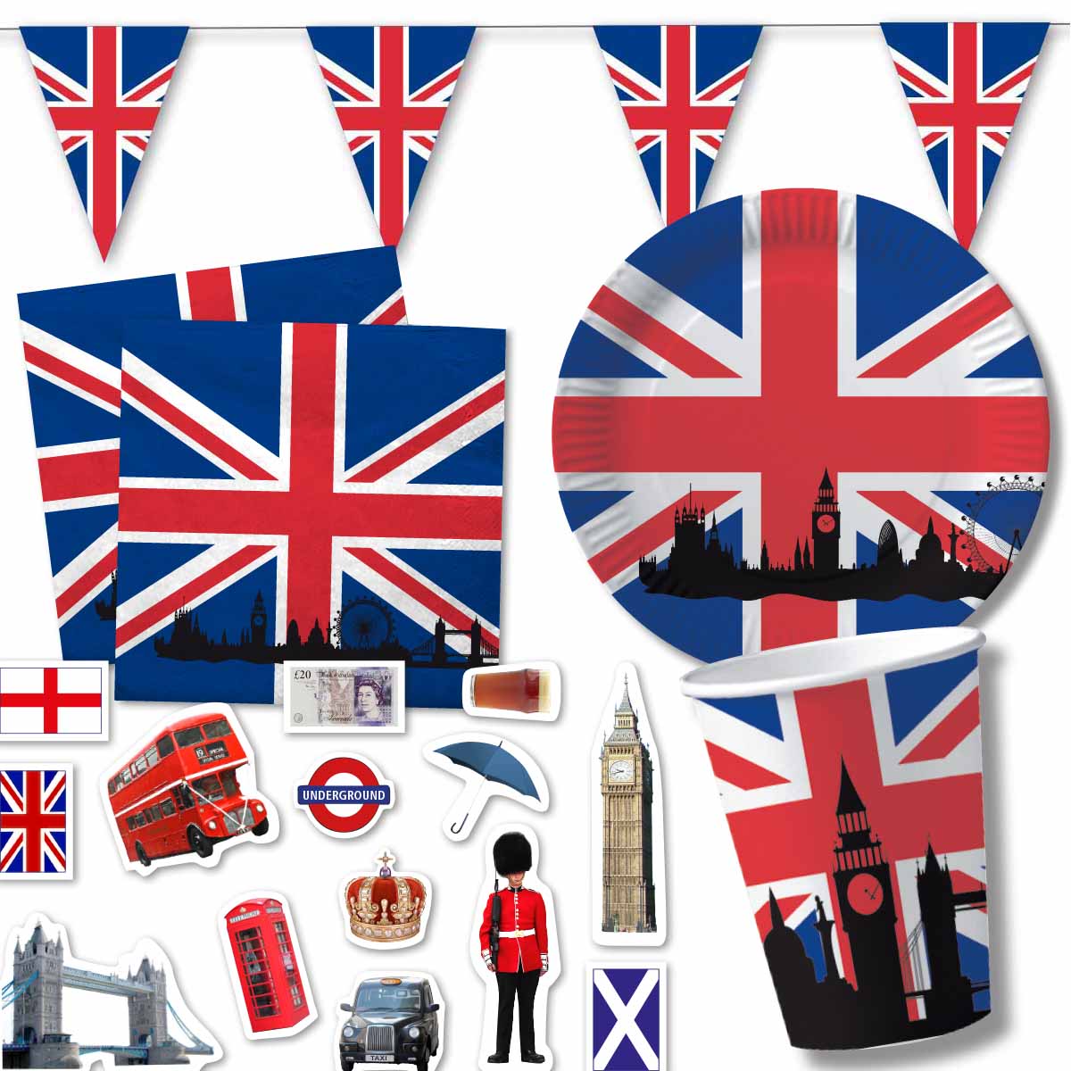 Partyset England für 10 Personen