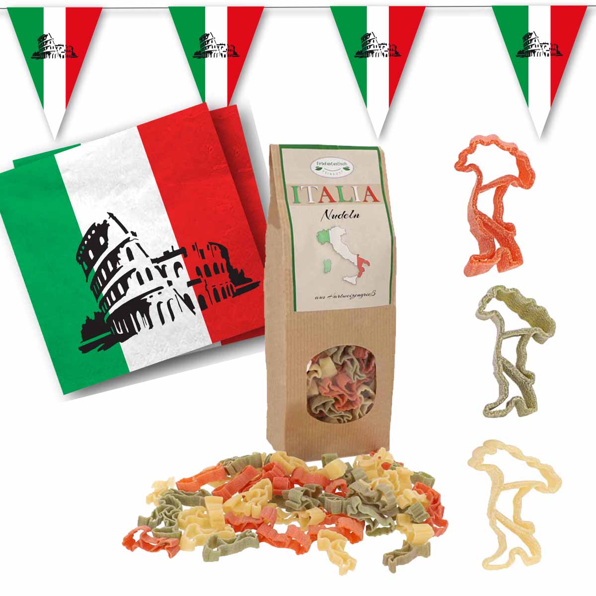 Pasta Italia Set - "ITALIEN" Nudeln mit Girlande und Servietten