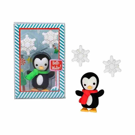 Radiergummi Pinguin mit 2 Schneeflocken