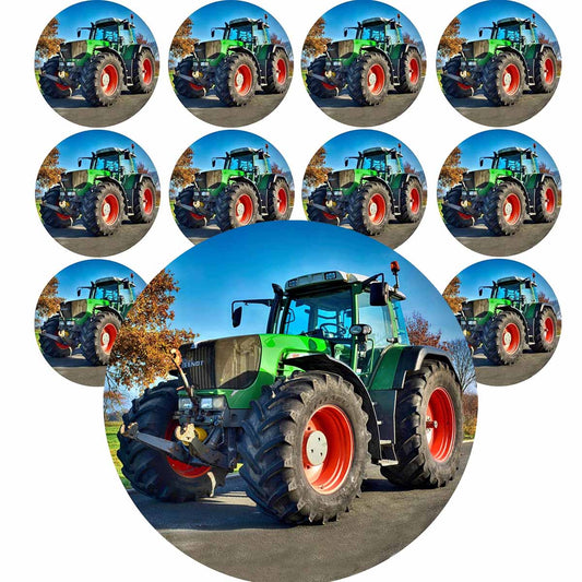 Essbarer Tortenaufleger Traktor mit 12 Muffinaufleger Traktor