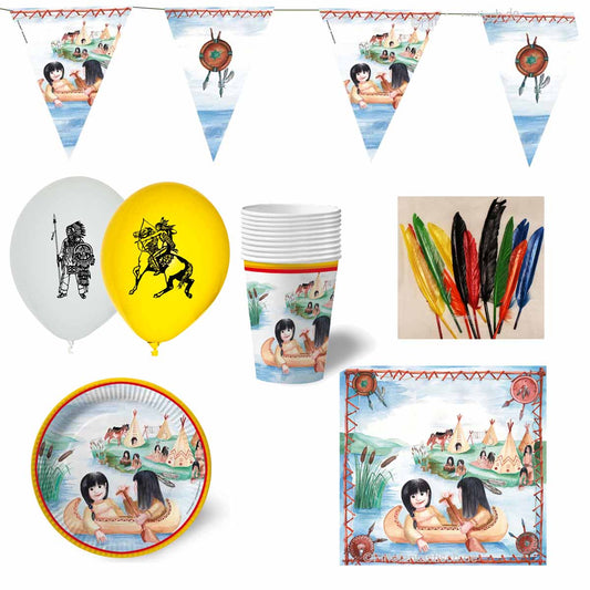 Indianer-Partyset für 8 Kinder