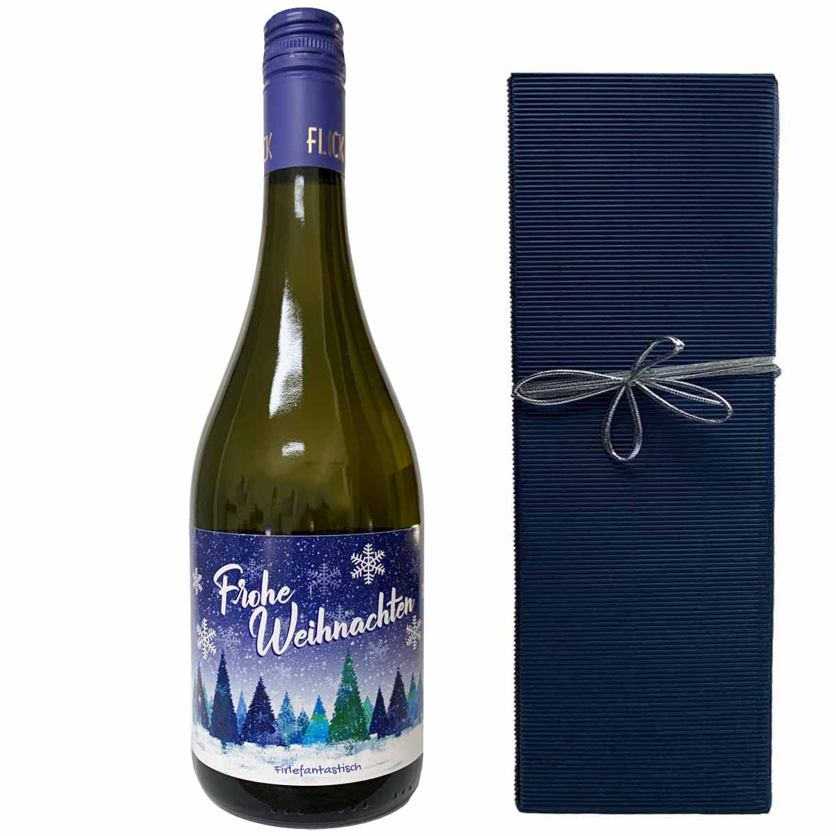 Weihnachts-Wein in der Geschenkbox mit Schleife