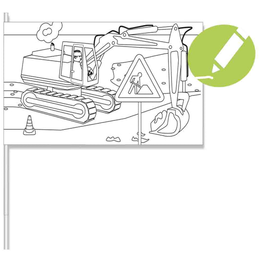 Papierflaggen Baustelle zum Bemalen 8 Stück